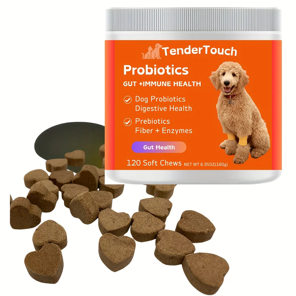 120 Chews - （1 Pack x 180g/6.35oz)  180g/6.35oz - TenderTouch Probiotics for Dogs, Dog Probiotics for Digestive Support