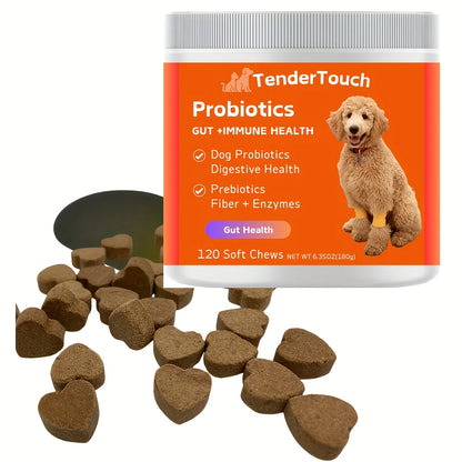 120 Chews - （1 Pack x 180g/6.35oz)  180g/6.35oz - TenderTouch Probiotics for Dogs, Dog Probiotics for Digestive Support
