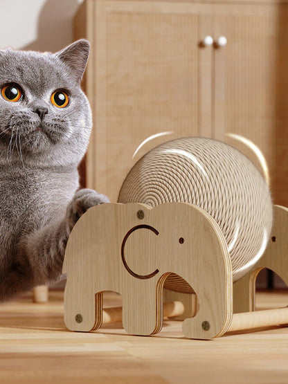 Cat scratch ball board pet toy Wear-resistant cat dog toy sisal ball upright auspicious elephant windmill model random hair