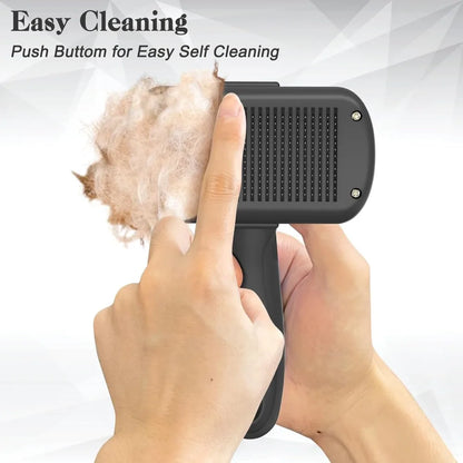 Self Cleaning Shedding Brush for Dogs Cats - Skin Friendly Deshedding Tool for Long Short Hair Pets, Black