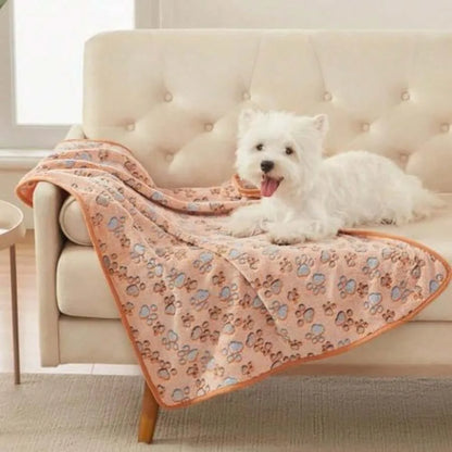 【New Arrival】Soft Flannel Pet Blanket, Paw Print Warm Throw for Dogs Cats, OEKO-TEX Certified Cozy Bed Cover