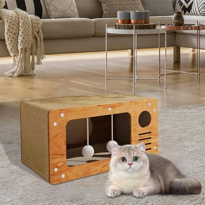 Cat House Cat Scratcher Farmhouse Corrugated Hideout Scratch Pad Cat Bed Lounge Scratch House Combo Large Space For Kitties To
