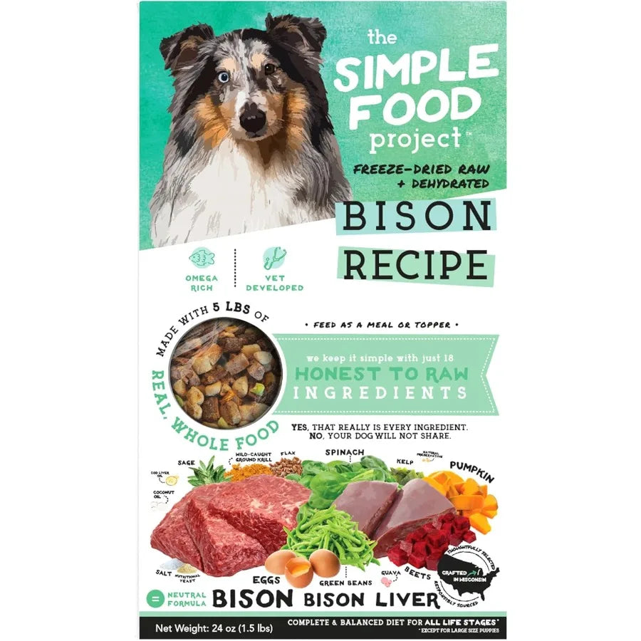 - Bison Recipe - Freeze Dried Raw Food for Dogs - 24oz