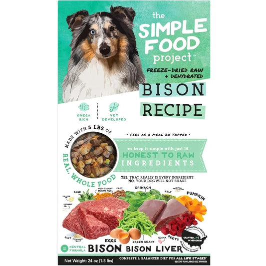 - Bison Recipe - Freeze Dried Raw Food for Dogs - 24oz