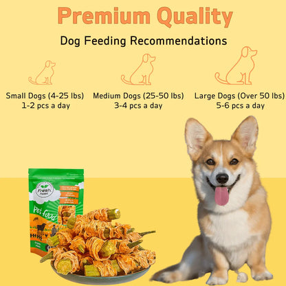 7.05oz/14.11oz(200g/400g) Chicken Wrapped Okra, All Natural Ingredients, Natural Dog Treats, Healthy, Easily Digestible