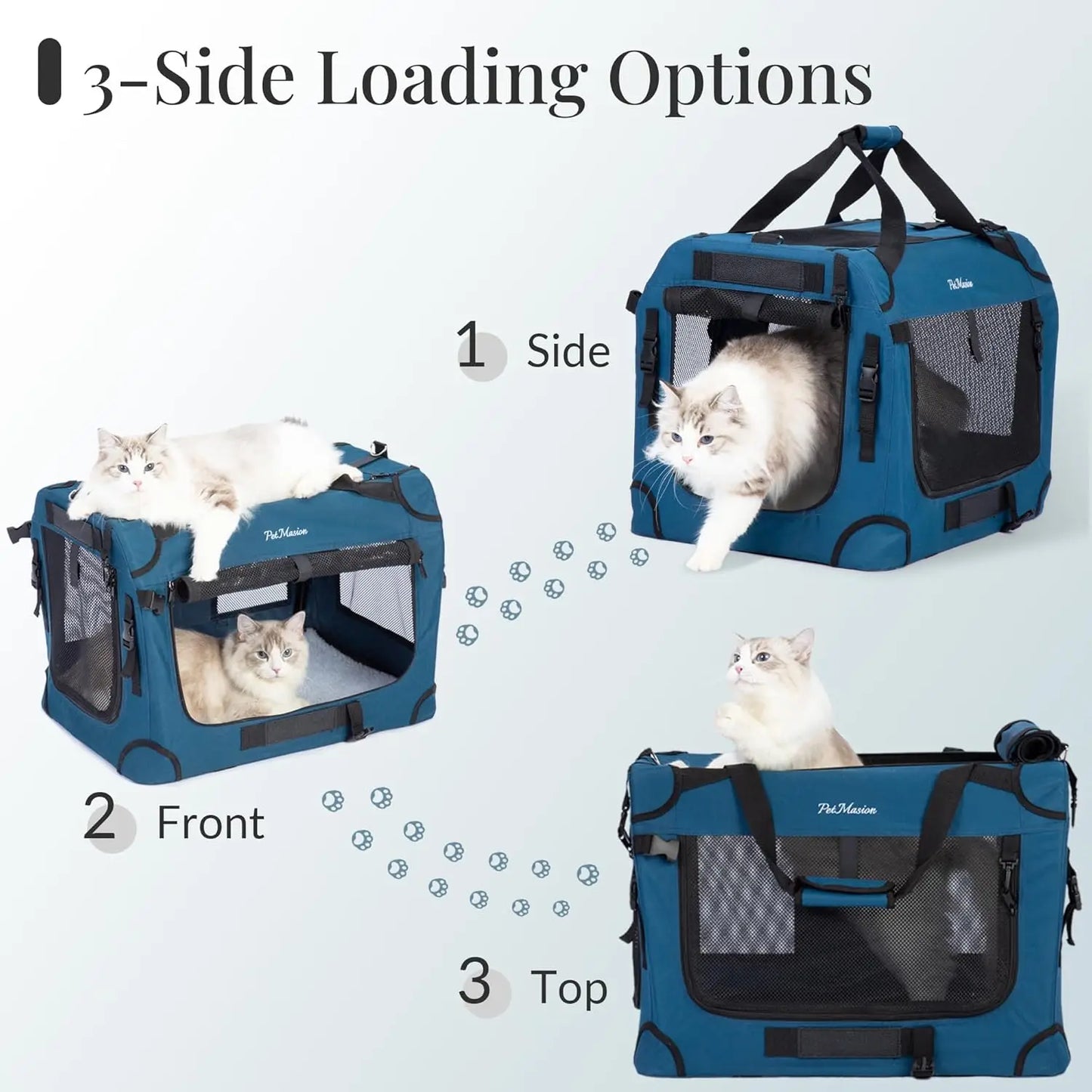 Extra Large Cat Carrier for 2 Cats, Collapsible Soft Sided Pet XL Crate for Large Mudium Big Cat 20lbs+, Car Travel Portable