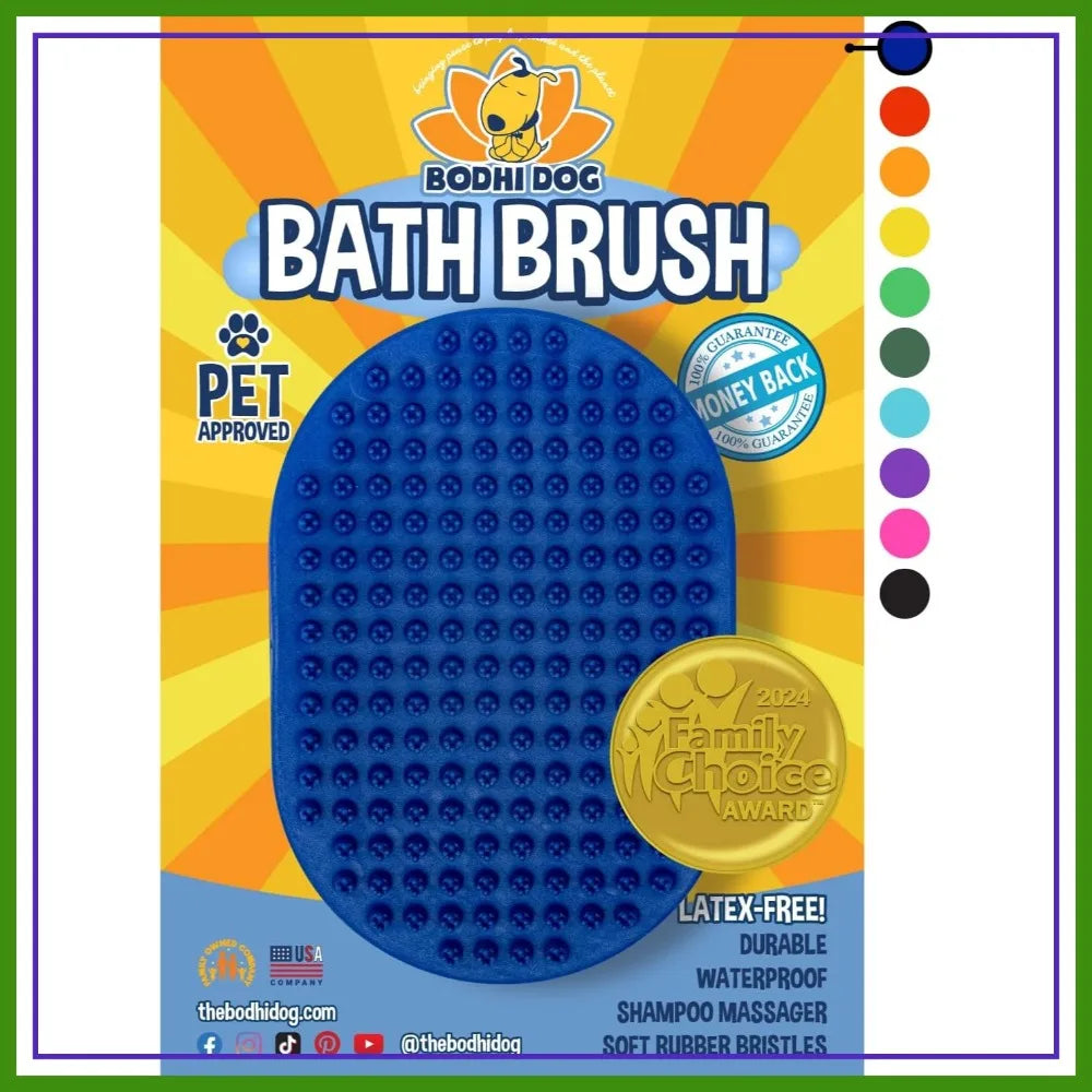 Pet Grooming Bath Brush - Soft Rubber Massage Brush for Dogs & Cats, Short & Long Hair, Blue