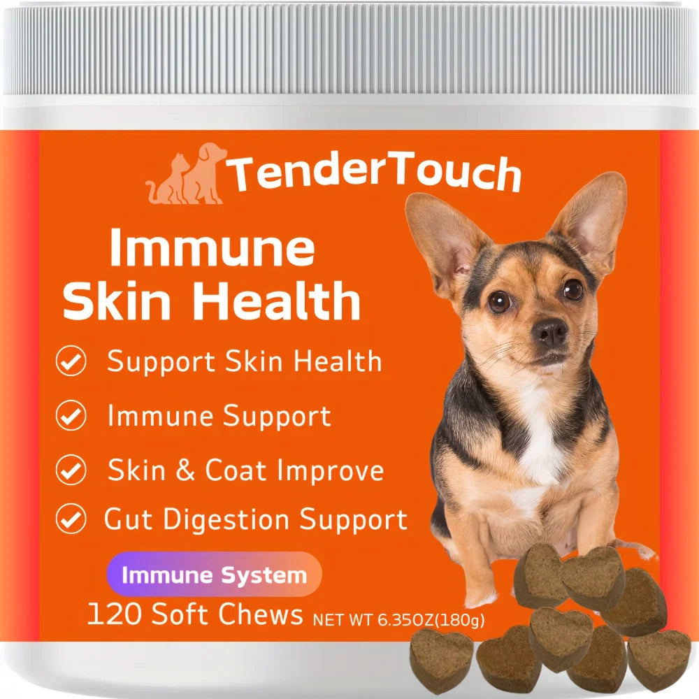 120 Chews - 1 Pack (1 x 180g/6.35oz) 180g/6.35oz - TenderTouch Allergy & Immune Supplement for Dogs  - Dog Allergy Support