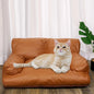 Pet Dog Cat Sofa Vintage，Leather Rectangle Pet Sofa Bed，PU  Dog Cat Pet Sofa Couch Chair ，Home Cat Puppy Faux Leather Couch