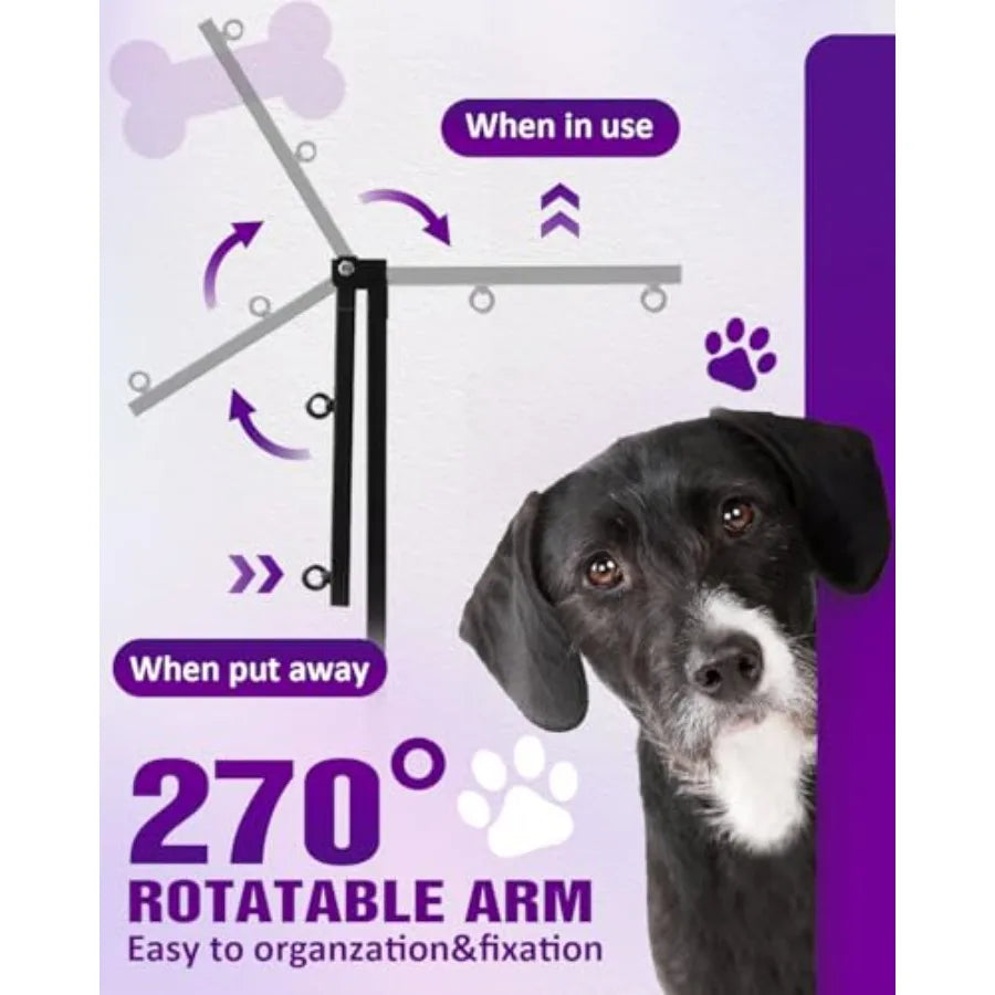 Dog Grooming Arm - 32" Dog Grooming Table Arm with Clamp and Post Loop Noose No Sit Haunch Holder Grooming Restraint for Small