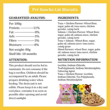 Cat Biscuits Salmon Snacks Chicken Tuna Multiplicity Nutrition Health Easy To Eat Digest Crispy Catnip Fish Biscuits Pet Snacks