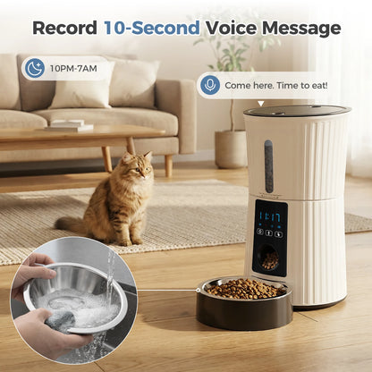 4L Automatic Cat Feeder WiFi Timed Cat Food Dispenser with APP Control Dual Power Supply Indoor Programmable Pet Feeder