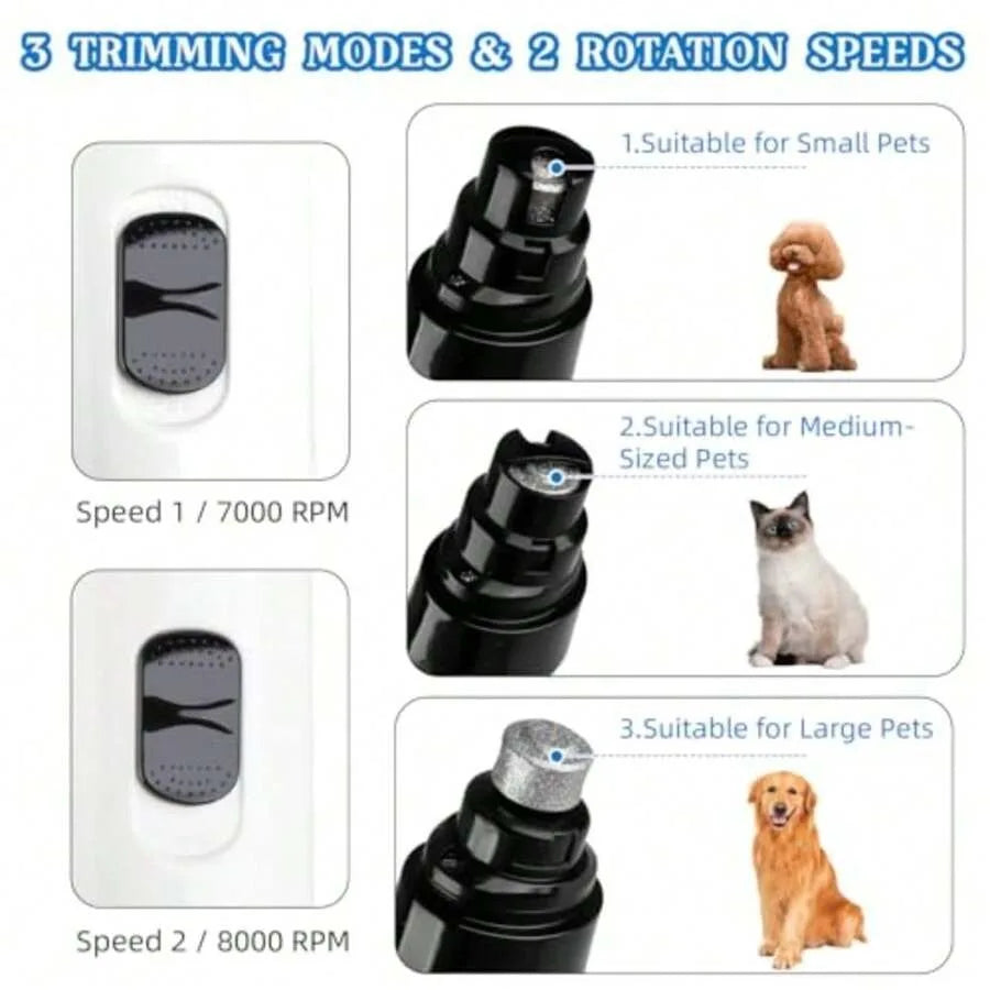 【New Arrival】USB Rechargeable Pet Nail Grinder, Low Noise Electric Nail Trimmer for Dogs