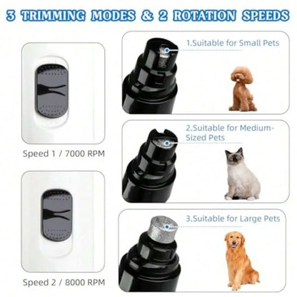 【New Arrival】USB Rechargeable Pet Nail Grinder, Low Noise Electric Nail Trimmer for Dogs