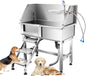 34'' Dog Bathtub for Small Dogs Dog Bathing Station Professional Dog Washing Station Pet Grooming Tub for Home with Sliding Door