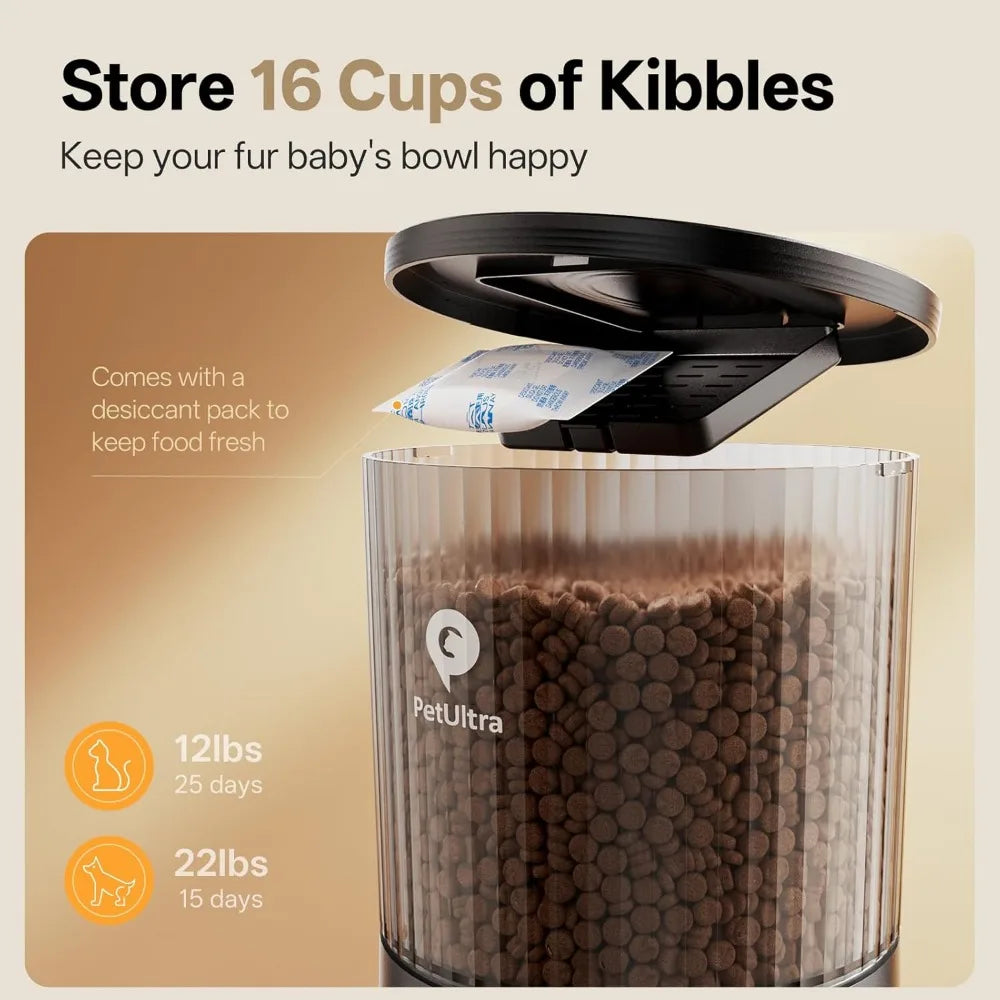 Automatic Cat Feeder WiFi- 5Ghz Cat Food Dispenser with APP Remote Control- Auto Pet Feeder for Small Dog Indoor- Easy to Set Up