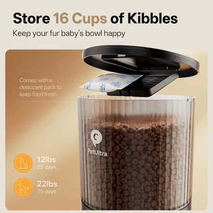 Automatic Cat Feeder WiFi- 5Ghz Cat Food Dispenser with APP Remote Control- Auto Pet Feeder for Small Dog Indoor- Easy to Set Up