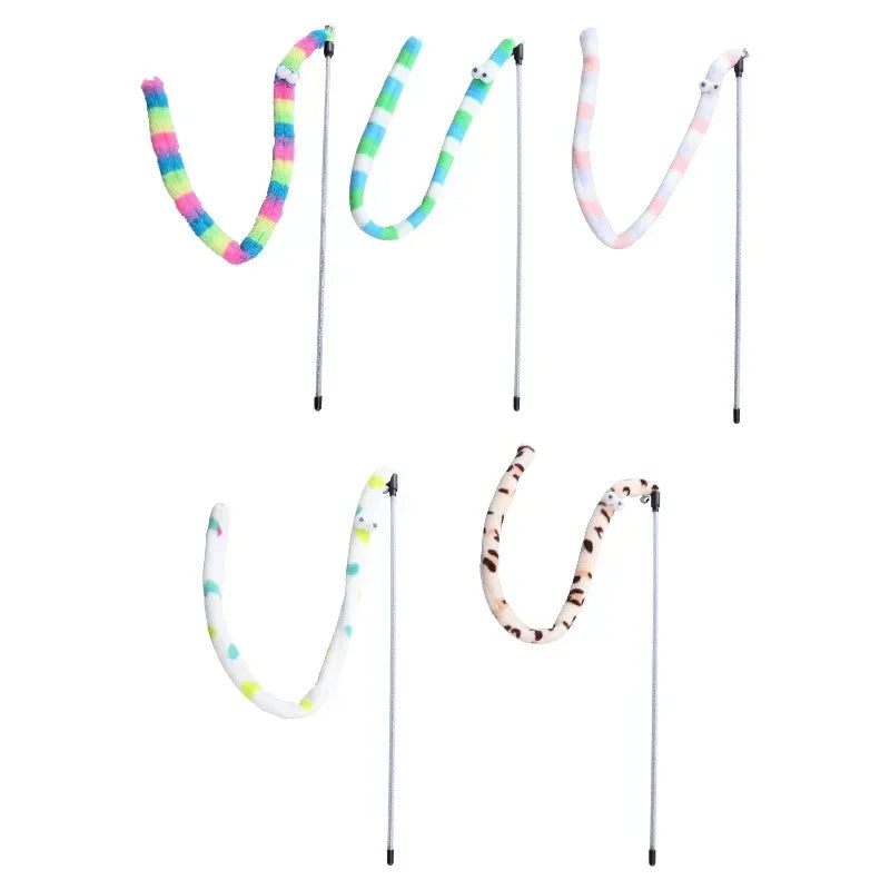 Pet Cat Toy Feather Cat Teaser Wand Cat Interactive Toys Funny Caterpillar Colorful Rod Teaser Wand Cats Supplies Accessory