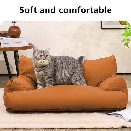 Pet Dog Cat Sofa Vintage，Leather Rectangle Pet Sofa Bed，PU  Dog Cat Pet Sofa Couch Chair ，Home Cat Puppy Faux Leather Couch