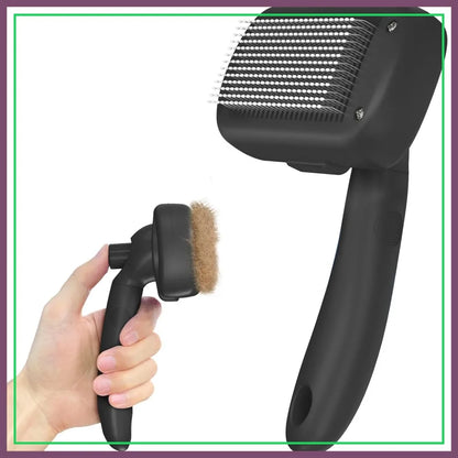 Self Cleaning Shedding Brush for Dogs Cats - Skin Friendly Deshedding Tool for Long Short Hair Pets, Black