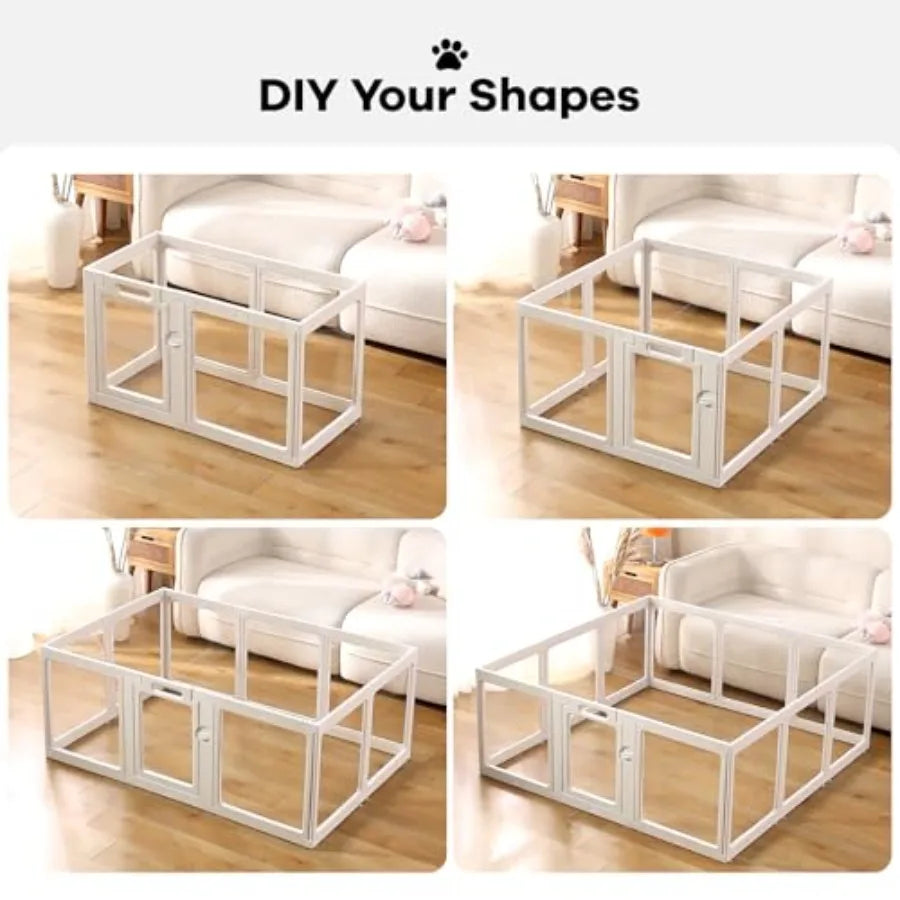Clear Acrylic Dog Playpen Indoor Puppy Cat Small Pet Play Pen Pet Cat Playpen for Rabbits Dog Fence Crate Kennel Whelping Cage