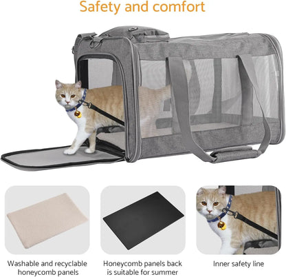 Airline Approved Pet Carrier for Cats Dogs Soft Travel Bag with Breathable Honeycomb Board,Removable Support Board for Vet
