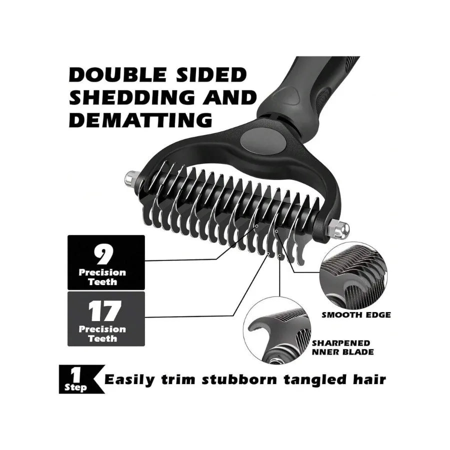【New style】3PCS Self-Cleaning Slicker Brush, Pet Grooming Rake and Bath Brush For Dogs, Cats And Horses Double-Sided Dematting