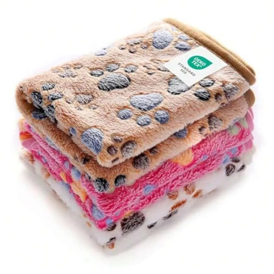 【New Arrival】Soft Flannel Pet Blanket, Paw Print Warm Throw for Dogs Cats, OEKO-TEX Certified Cozy Bed Cover
