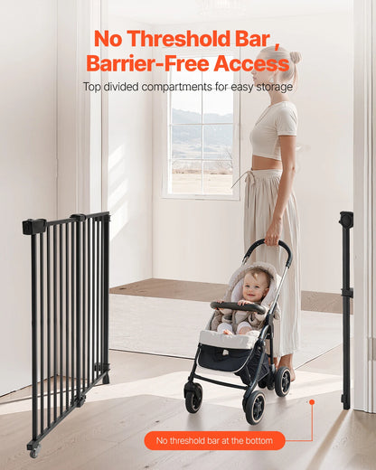 VEVOR Baby Gate 29.5-43 Inches Adjustable Width 28 Inches High Dog Gate No Threshold Bar Easy Step Walk for Child Pet Security