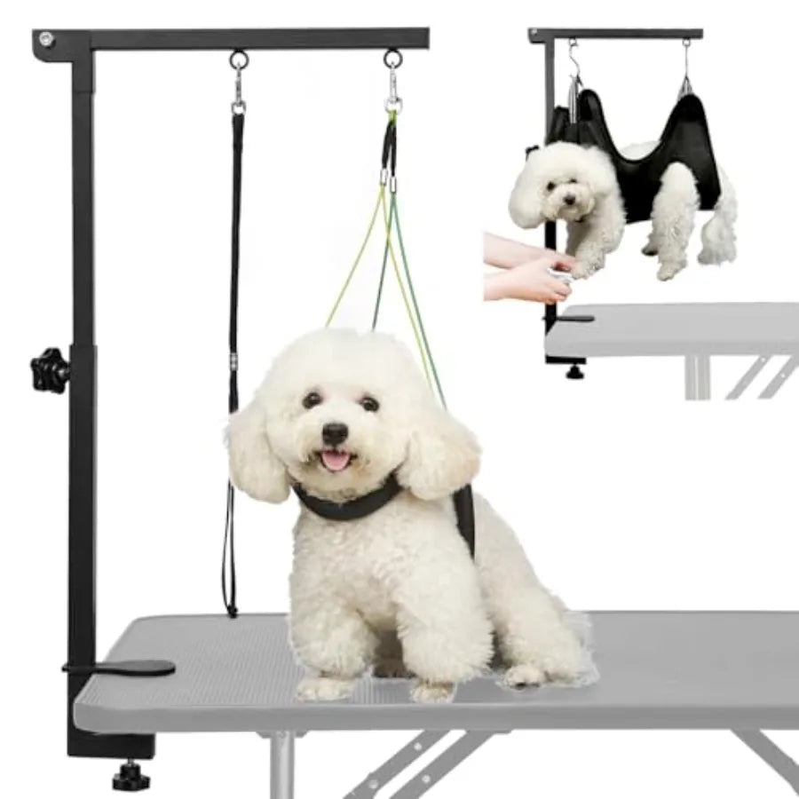 Dog Grooming Arm - 32" Dog Grooming Table Arm with Clamp and Post Loop Noose No Sit Haunch Holder Grooming Restraint for Small