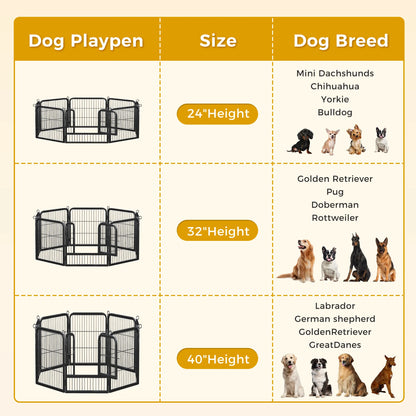 Dog Playpen with Door, Outdoor/Indoor Foldable Metal Pet Fence, Heavy Duty Puppy Exercise Pen for Yard, RV Camping, DIY Pet Cage