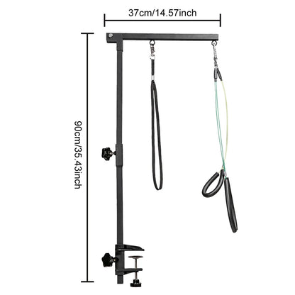 Dog Shower Stand Stainless Steel Pet Dog Grooming Table Bracket Arm with Restraint Rope Telescopic Pet Grooming Stand with Sling