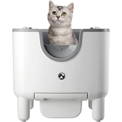 F6 Self-Cleaning Litter Box - Open-Top Automatic Cat Litter Box with Odor Control, Safety Features, and Easy Maintenance