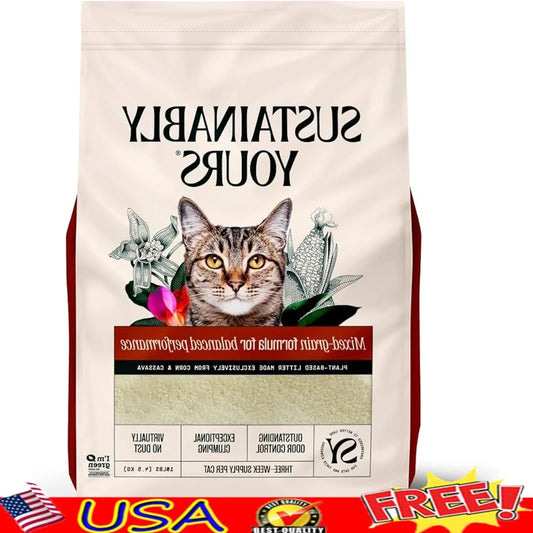 Cat Litter Unscented Natural Clumping Formula 10 lbs Exceptional Odor Control Corn Cassava Multi Grain Clumping Pet Supplies