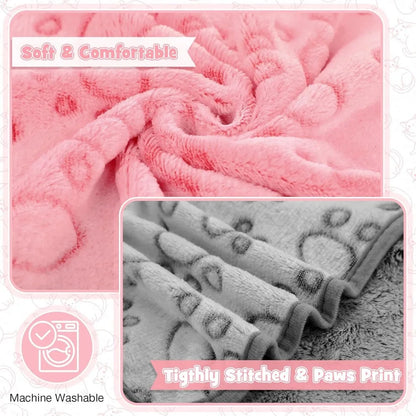 12 Pieces Pet Blanket Soft Fleece Dog Fluffy Doggie Warm Felt Throw Spring Cute Paw Print Puppy Kitten Sleep Mat Bed Covers for