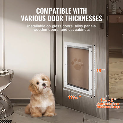 VEVOR Pet Door Aluminum Frame with Lock and Flap System Weatherproof Doggy Door Easy to Install in Interior or Exterior Doors