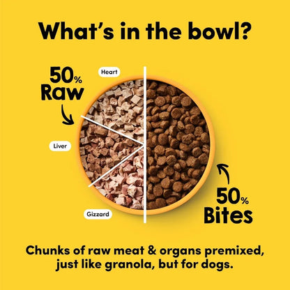 RawMix50 Premium Freeze-Dried Raw Cage-Free Chicken Recipe Dog Food Protein Rich Includes Kibble Non-GMO No Wheat or Corn 4 lbs