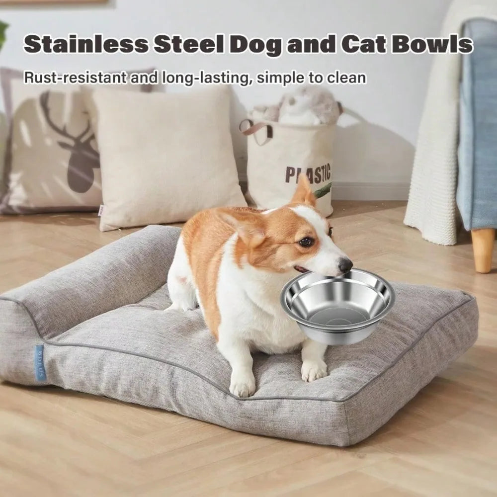Pets Bowl Bulk 15 Oz Pet Feeding Bowl Stainless Steel Dog And Cat Bowls Pet Feeder Metal Small Puppy Raised Food And Wate