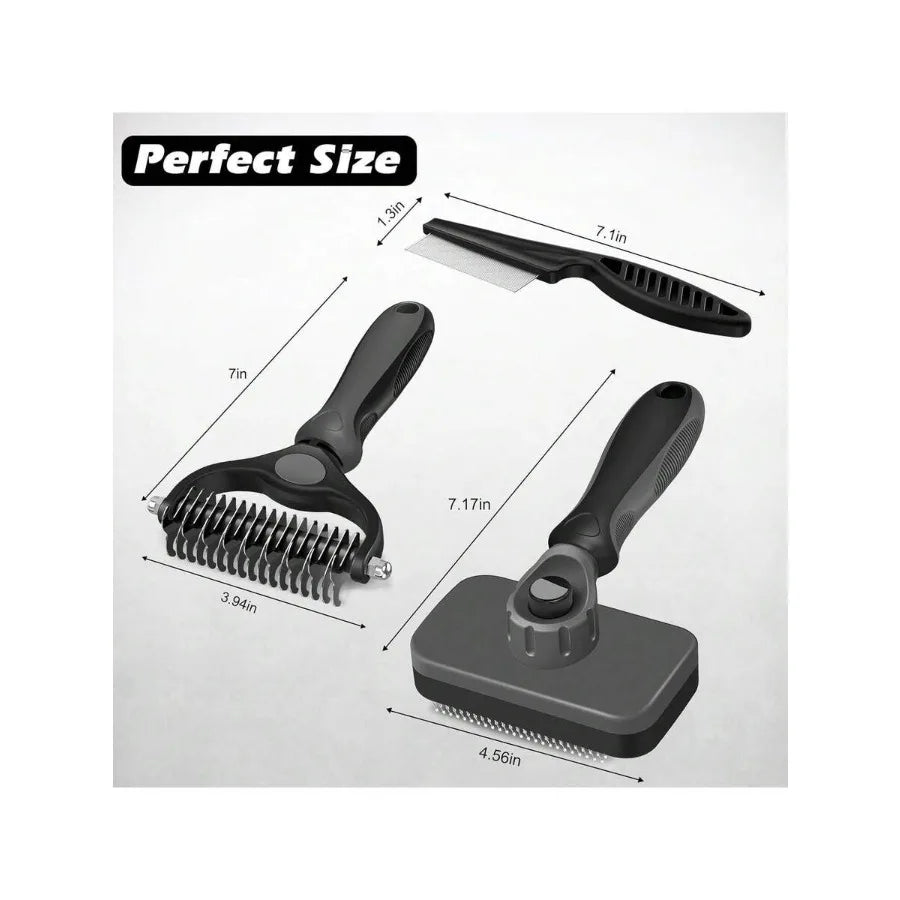 【New style】3PCS Self-Cleaning Slicker Brush, Pet Grooming Rake and Bath Brush For Dogs, Cats And Horses Double-Sided Dematting