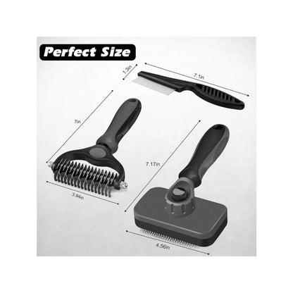 【New style】3PCS Self-Cleaning Slicker Brush, Pet Grooming Rake and Bath Brush For Dogs, Cats And Horses Double-Sided Dematting