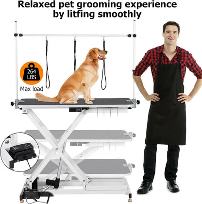 50Inch Electric Pet Grooming Table, (9"- 40") Height Adjustable X-Type Electric Lift Dog Grooming Table for Large Dogs,