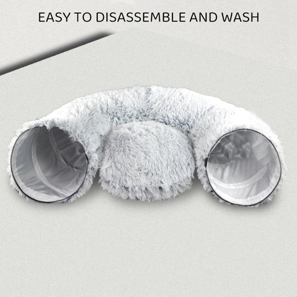 Cat Tunnel Bed with Mat Big Tube Playground Toy Soft Plush Material Full Shape Non-slip for Kitten Cat Playing 84cm/33.07"