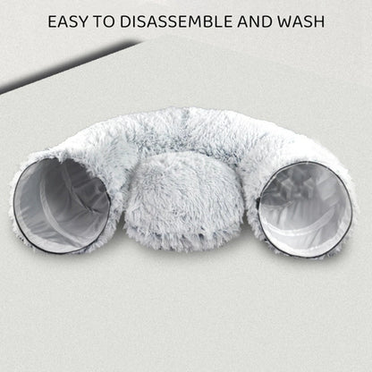 Cat Tunnel Bed with Mat Big Tube Playground Toy Soft Plush Material Full Shape Non-slip for Kitten Cat Playing 84cm/33.07"