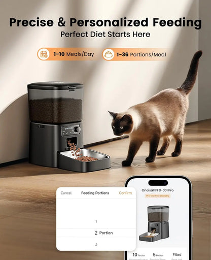 Smart WiFi Cat Feeder, 12 Cups/3.5L Automatic Dispenser with App Control, Timed Portion Control for Small Pets