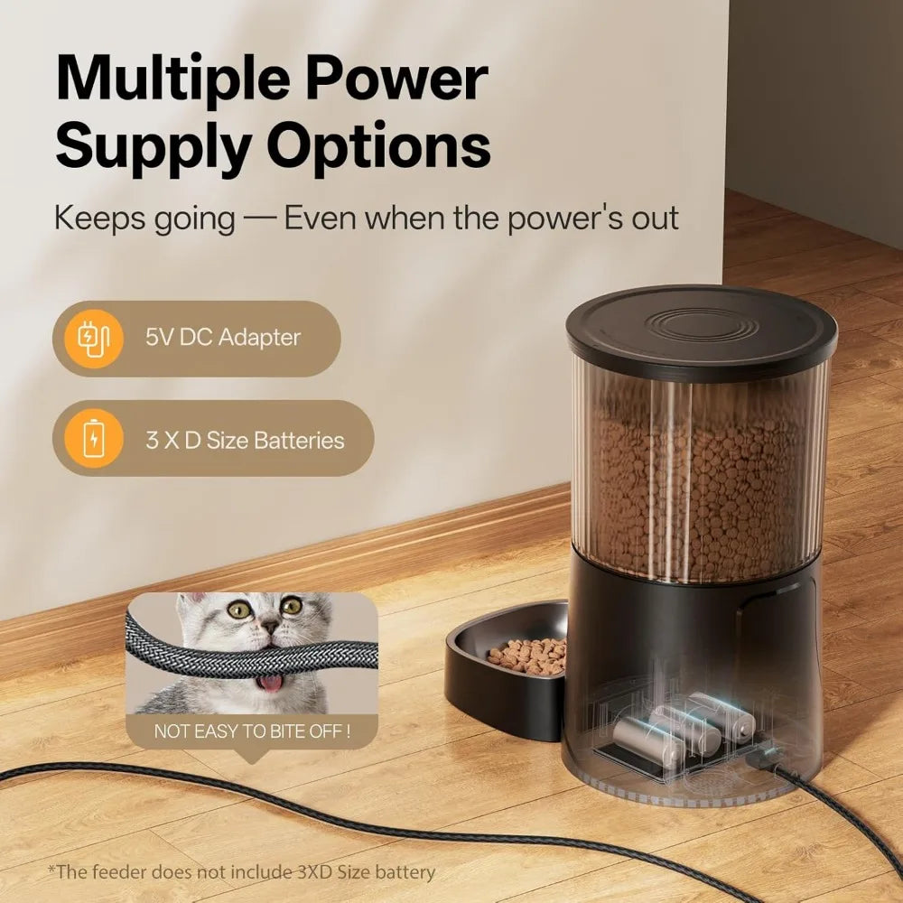 Automatic Cat Feeder WiFi- 5Ghz Cat Food Dispenser with APP Remote Control- Auto Pet Feeder for Small Dog Indoor- Easy to Set Up