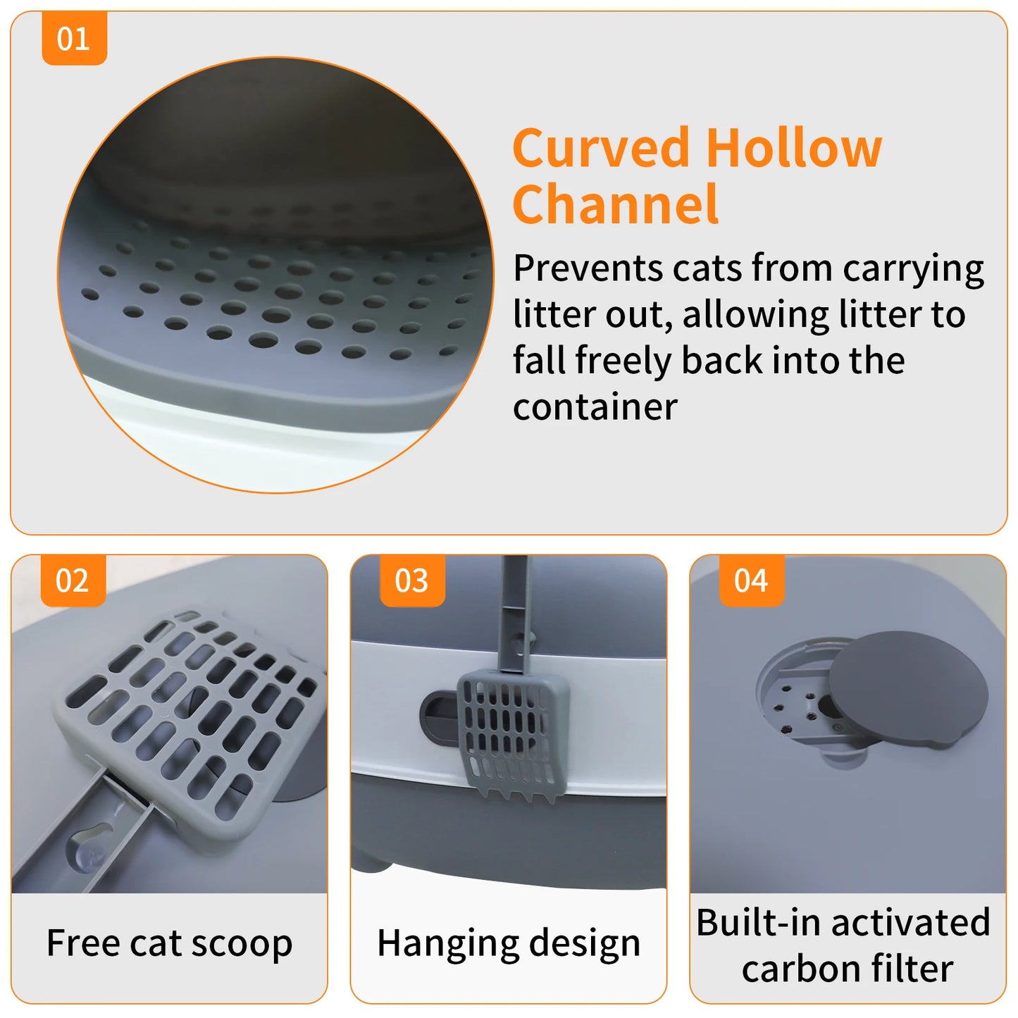 Oval Oblong Hooded Cat Litter Box Tray Front Entry Enclosed Toilet with Litter Scoop for Kittens Cat