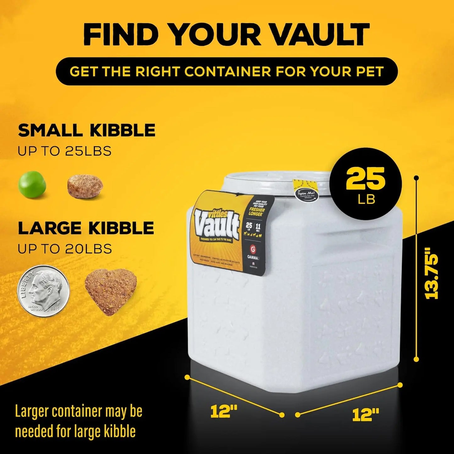 Pet Food Storage Container, Airtight Dog & Cat Food Container for 25lbs, Sealed Gamma2 Vittles Vault, Keeps Pests Out, BPA-Free