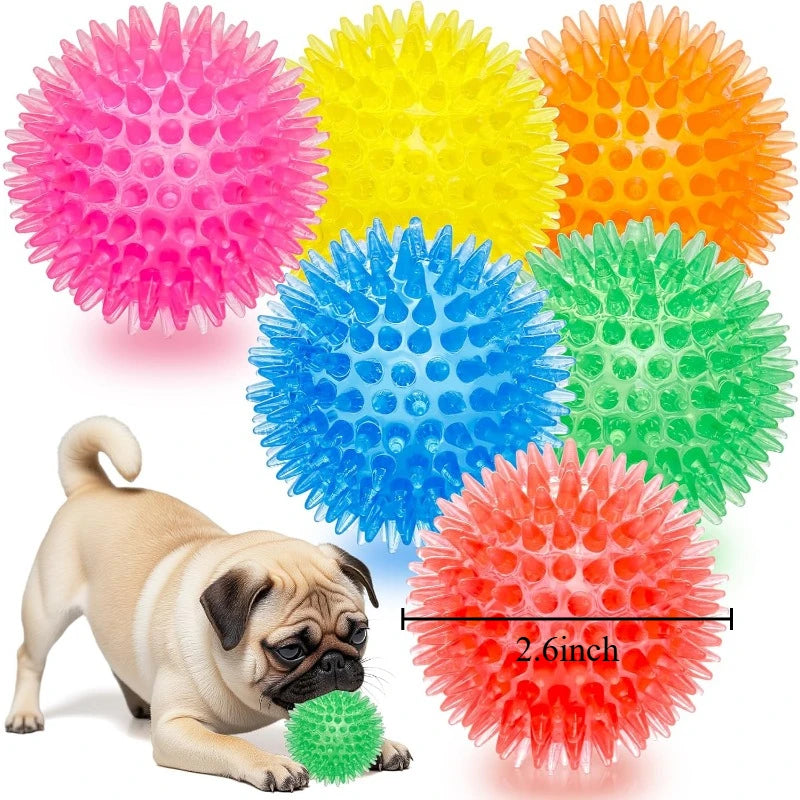 4.5-inch dog ball toy, suitable for medium to large dogs, 4-piece durable dog toy, prick dog ball for cleaning teeth